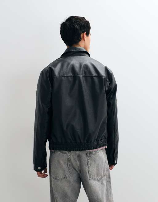 Jack & Jones PU leather jacket in black, 3 of 5