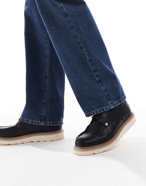 Jack & Jones pu moc boot with contrast sole in black - view 1