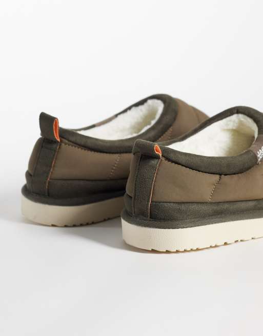 Jack & Jones puff mule slipper in khaki, 4 of 4