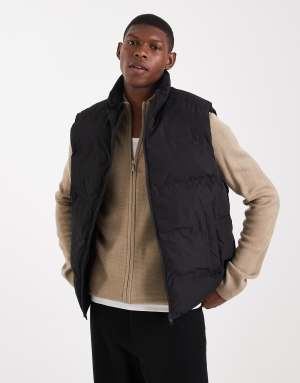 Jack & Jones puffer gilet in black