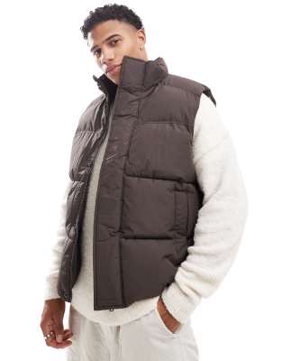 Jack & Jones puffer gilet in brown