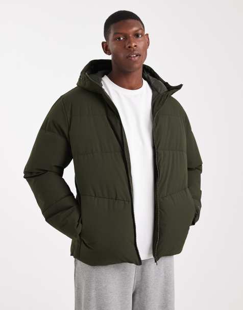 Jack & Jones - Puffer jack met capuchon in olijfgroen - view 1