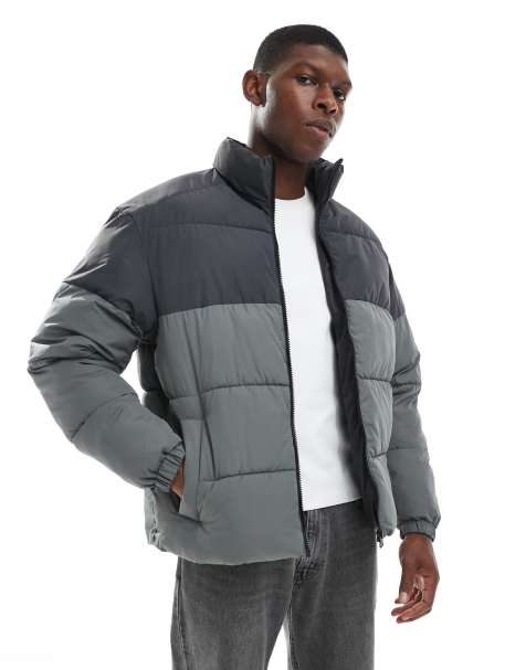 Jack & Jones puffer jacket in black and gray - view 1