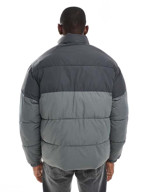 Jack & Jones puffer jacket in black and gray