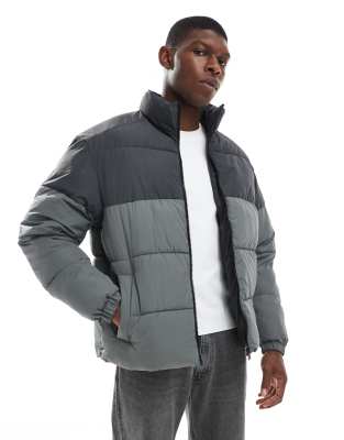 Jack & Jones Jack & Jones puffer jacket in black and grey
