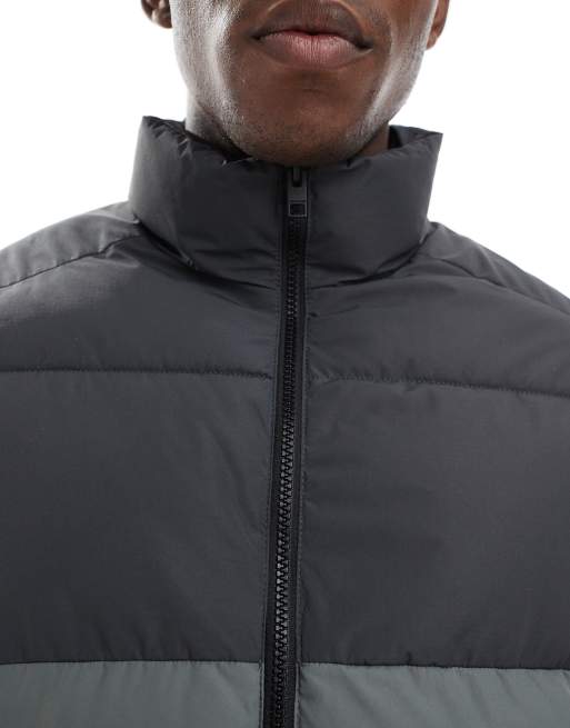 Jack & Jones puffer jacket in black and grey      , 3 of 5