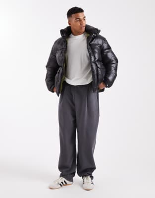 Jack & Jones Puffer Jacket With Hi-shine In Black