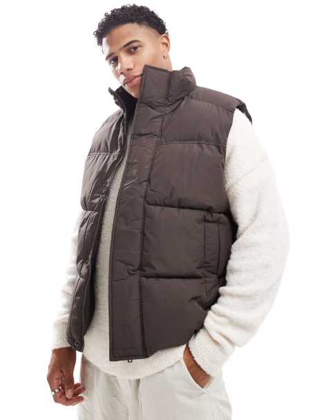 Jack & Jones puffer vest in brown - view 1