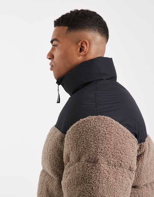 Jack & Jones – Pufferjacke aus Teddyfell in Beige, 4 von 5