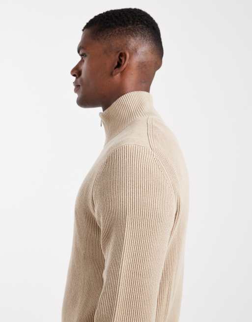 Jack & Jones - Pull à col zippé - Beige, 4 de 5