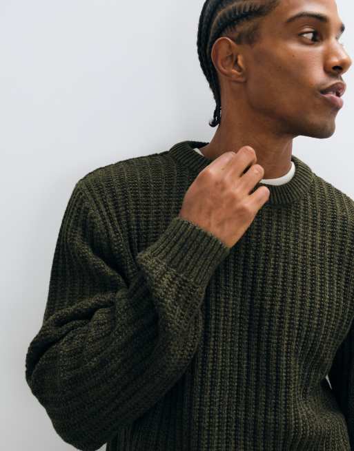 Jack & Jones pull col rond côtelé en vert olive, 2 de 5