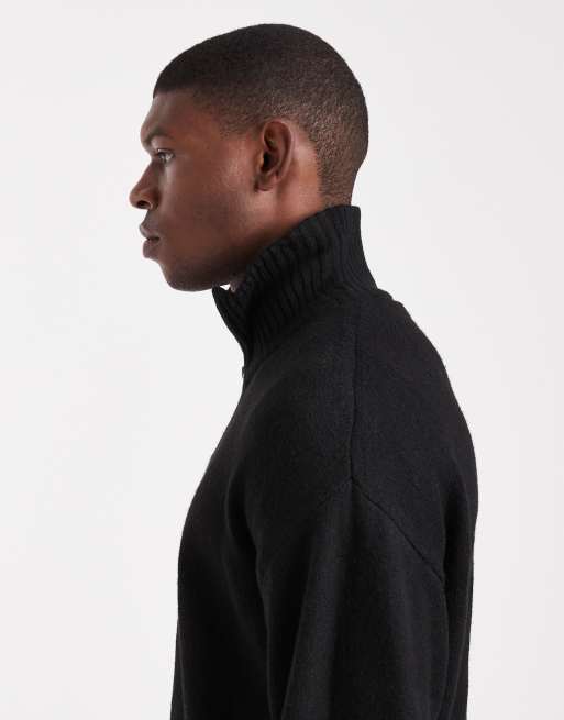 Jack & Jones - Pull duveteux à col zippé - Noir, 4 de 5