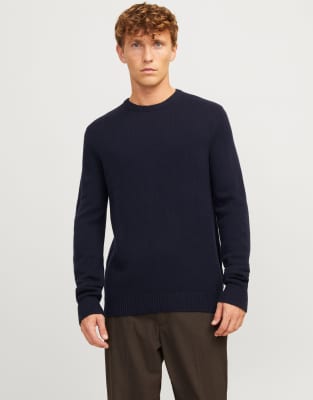 Jack & Jones - Pull en laine d'agneau - Bleu foncé-Bleu marine