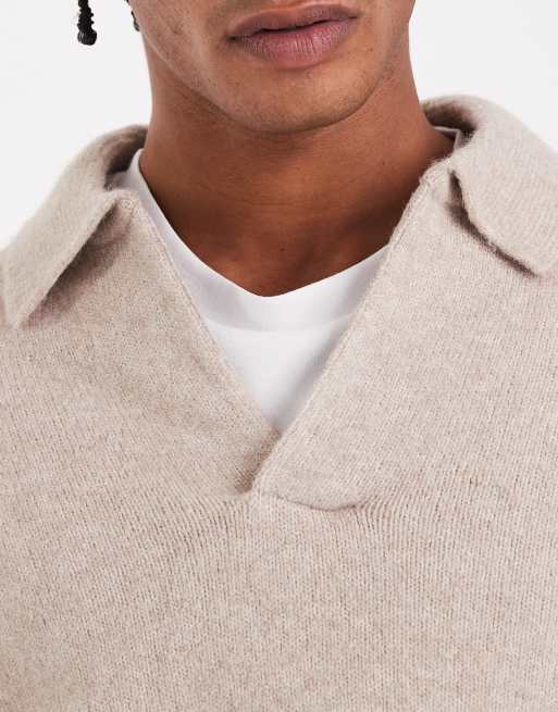 Jack & Jones - Pull en maille bouclée à col polo - Crème, 5 de 5