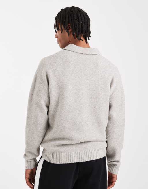 Jack & Jones - Pull en maille bouclée à col polo - Gris, 3 de 5