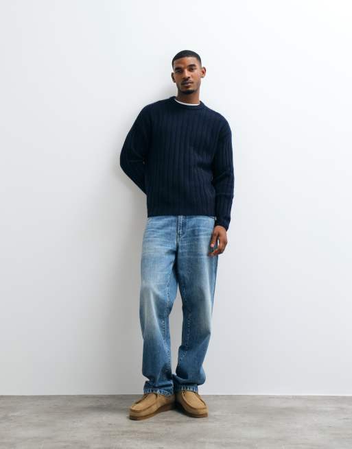 Jack & Jones pull en maille côtelée chunky bleu marine, 3 de 5