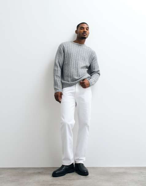 Jack & Jones pull en maille côtelée chunky gris clair - view 1