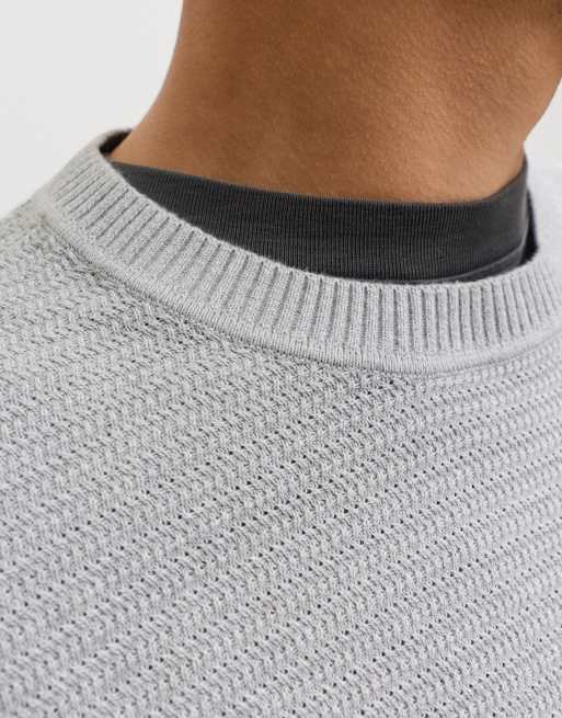 Jack & Jones pull en maille gris chiné clair, 4 de 7