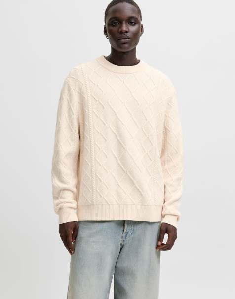 Jack & Jones - Pull en maille torsadée - Crème - view 1