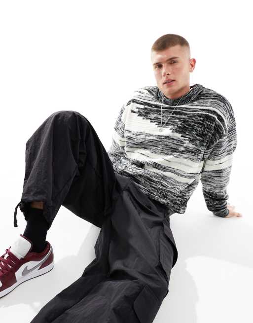 Jack & Jones - Pull oversize bicolore - Noir et blanc