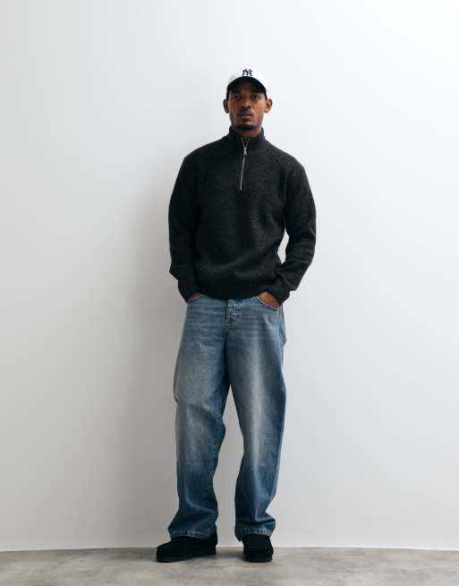 Jack & Jones pull oversize duveteux à demi-zip noir, 3 de 10