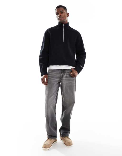 Jack & Jones - Pull oversize épais à col zippé - Noir, 2 de 5