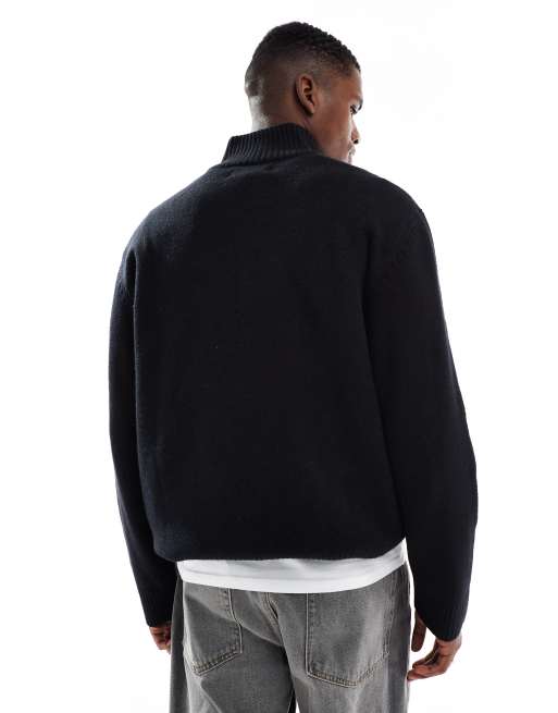 Jack & Jones - Pull oversize épais à col zippé - Noir, 3 de 5