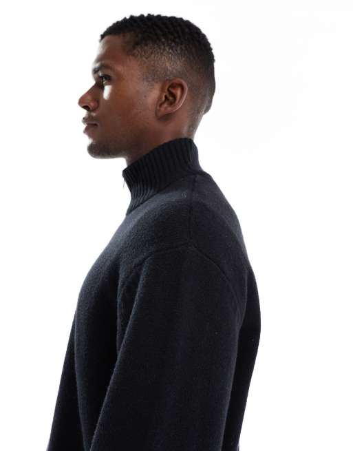 Jack & Jones - Pull oversize épais à col zippé - Noir, 4 de 5