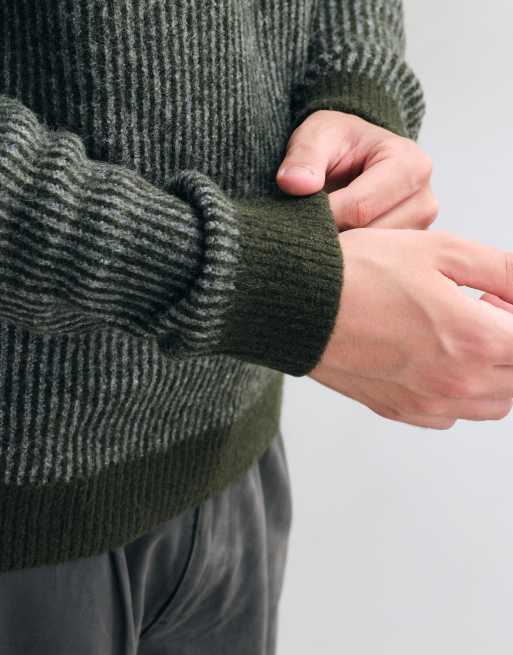 Jack & Jones pull premium en maille côtelée à rayures vert sapin, 3 de 5
