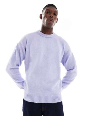 Jack & Jones - Pull ras de cou oversize en maille duveteuse - Lilas-Violet