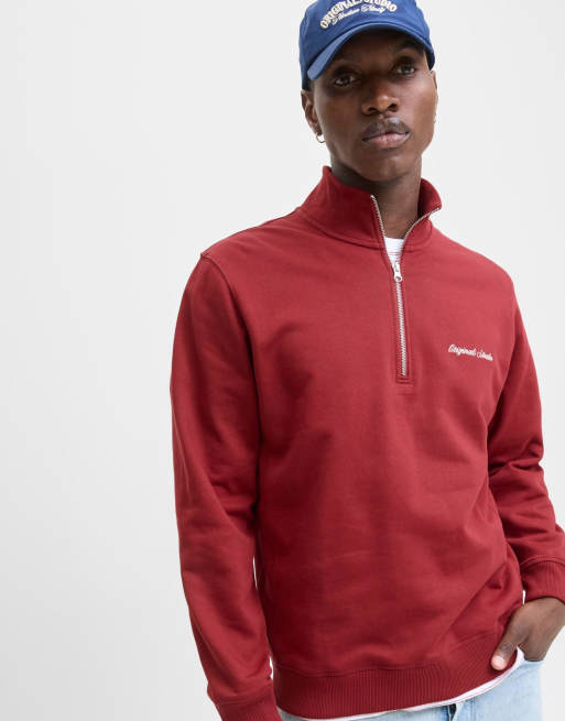 Jack & Jones – Pullover in tibetischem Rot mit kurzem Reißverschluss, 6 von 7