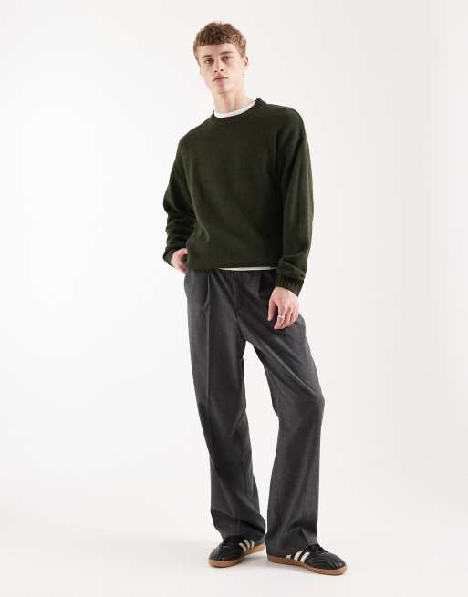 Jack & Jones – Puszysty sweter oversize z okrągłym dekoltem w kolorze khaki, 2 z 5