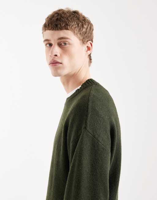Jack & Jones – Puszysty sweter oversize z okrągłym dekoltem w kolorze khaki, 4 z 5