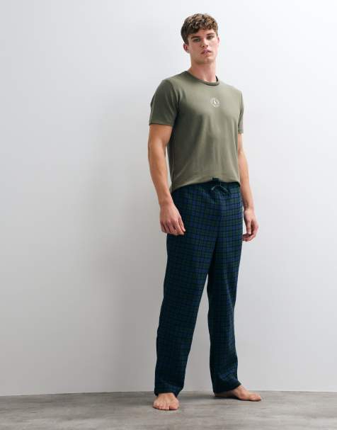Jack & Jones pyjama bottoms in blue and green check - view 1