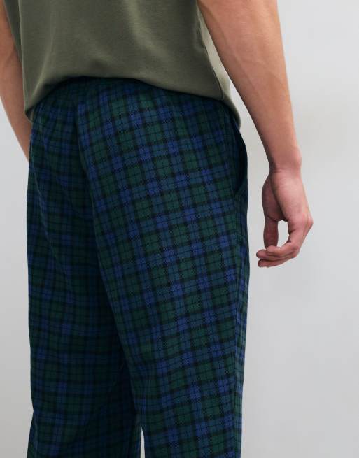 Jack & Jones pyjama bottoms in blue and green check, 3 of 5