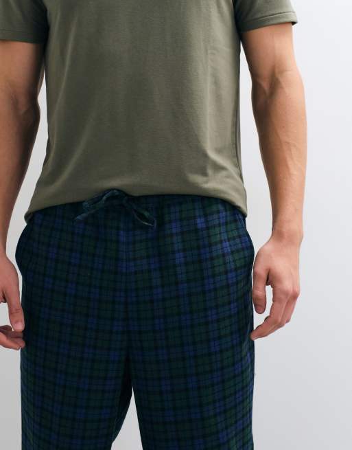 Jack & Jones pyjama bottoms in blue and green check, 2 of 5