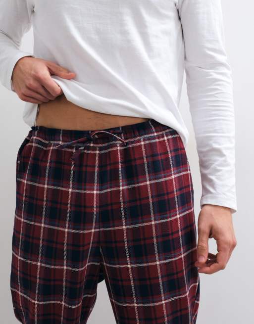 Jack & Jones pyjama bottoms in red and navy check, 2 of 5