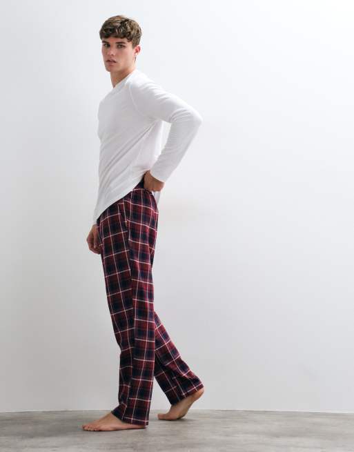 Jack & Jones pyjama bottoms in red and navy check, 3 of 5