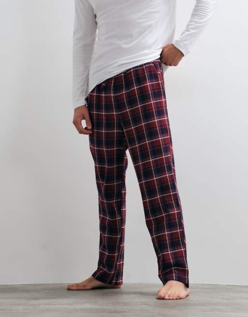 Jack & Jones pyjama bottoms in red and navy check, 4 of 5