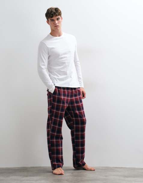 Jack & Jones pyjama bottoms in red and navy check - view 1