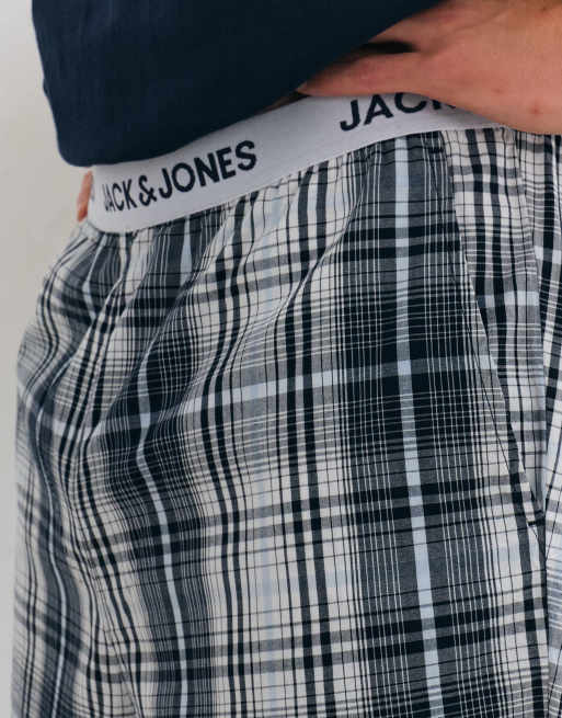 Jack & Jones pyjama t-shirt and checked pants set in navy, 4 of 4
