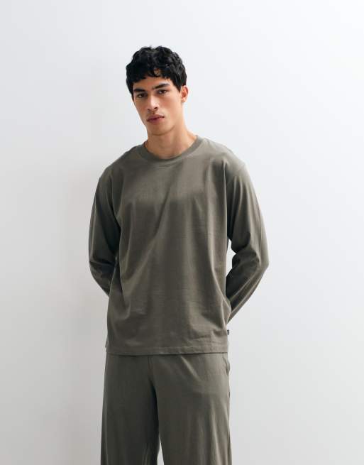 Jack & Jones pyjamaset in olijfgroen, 2 van 4
