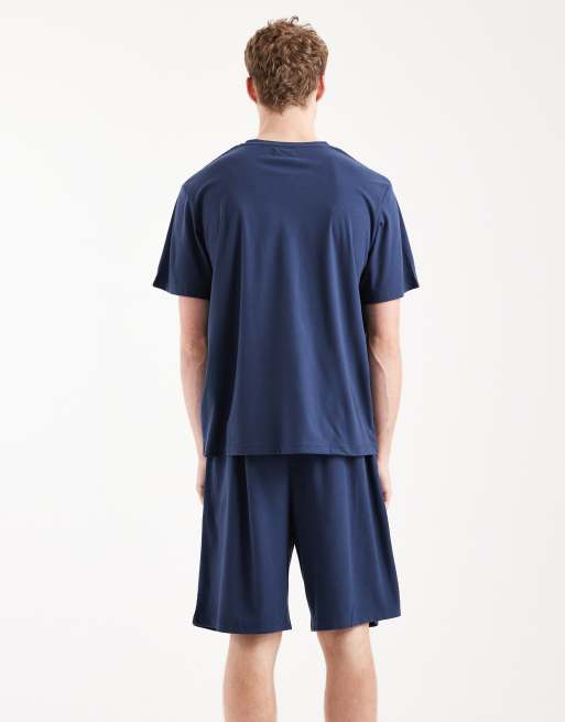 Jack & Jones - Pyjamaset met T-shirt en short in marineblauw, 4 van 5