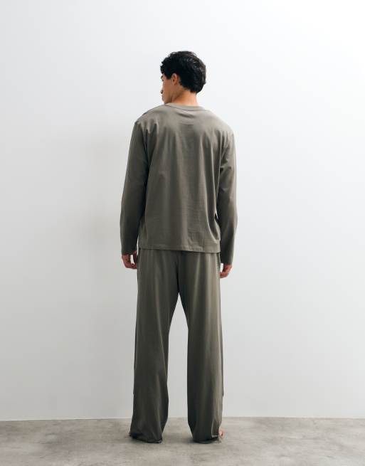 Jack & Jones pyjamastopp och pyjamasbyxor i olivgrönt, 4 av 4