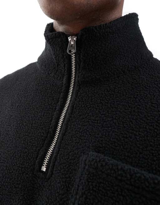 Jack & Jones - Pile nero con zip corta