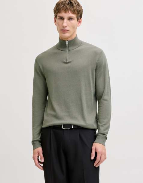 Jack & Jones Quarter zip in vetiver - view 1