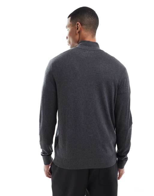 Jack & Jones quarter zip jumper in grey, 3 of 5