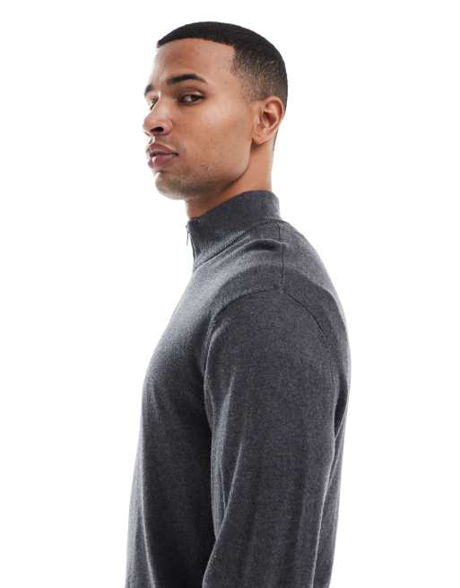Jack & Jones quarter zip jumper in grey, 4 of 5