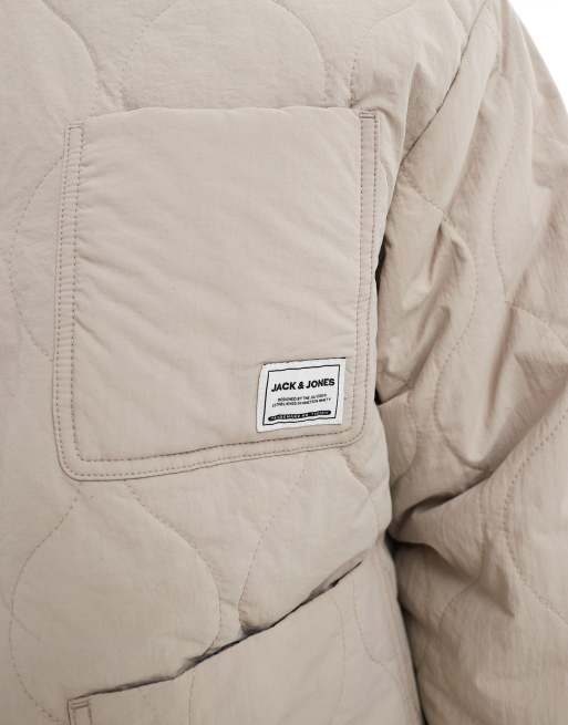 Jack & Jones quilted bomber jacket in beige, 5 of 5