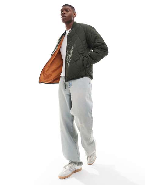 Jack & Jones quilted bomber jacket in khaki - view 1
